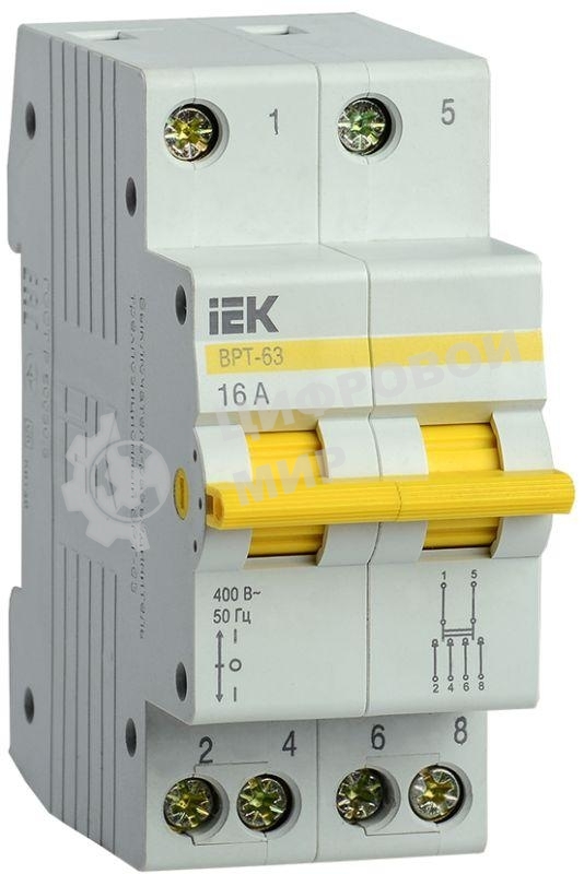 Выключатель-разъединитель трехпозиционный 2п ВРТ-63 16А IEK MPR10-2-016