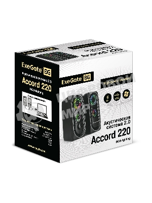 Акустическая система 2.0 ExeGate EX289686RUS Accord 220 (питание USB, 2х3Вт (6Вт RMS), 60-20000Гц, черный, RGb подсветка)