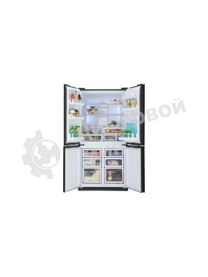 Холодильник Sharp SJ-FS97VBK черное стекло трехкамерный 393/207 л морозилка снизу