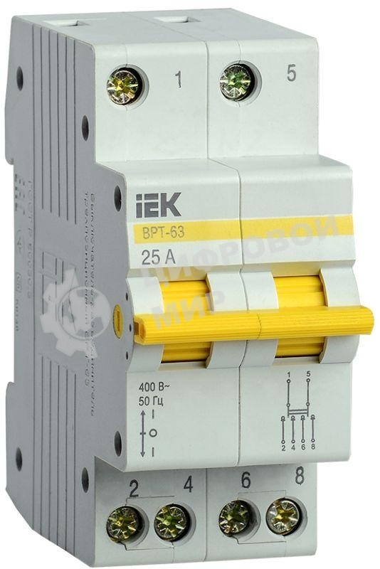 Выключатель-разъединитель трехпозиционный 2п ВРТ-63 25А ИЭК MPR10-2-025