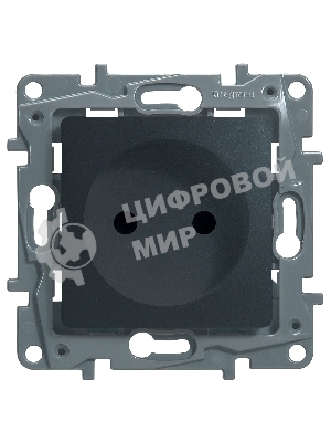 Розетка 2К на винтах, защ. шт., антрацит ETIKA