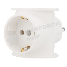 Тройник электрический Rexant универсальный 16 А одно гнездо с заземлением белый