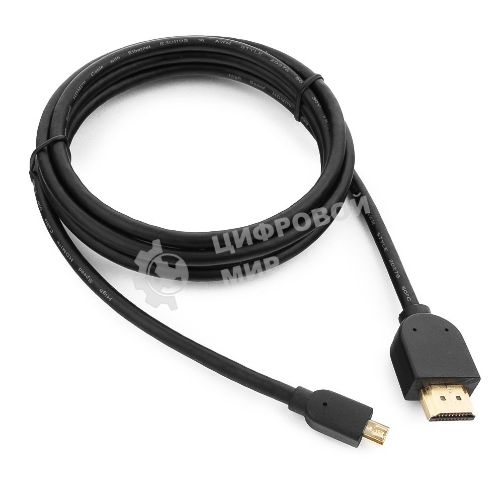 Кабель Cablexpert HDMI-micro HDMI CC-HDMID-6, 19M/19M, v2.0, медь, позол.разъемы, экран, 1.8м, черный, пакет