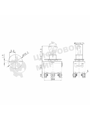 Тумблер Rexant 250V 15А (6c) ON-ON двухполюсный (KN-202) (в упак. 1шт.)
