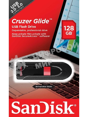 Флешка USB SanDisk USB 128Gb, Cruzer Glide SDCZ60-128G-B35