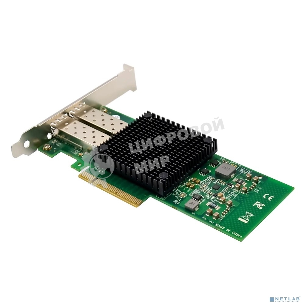 Сетевая карта ORIENT XWT-INT520PE8 2SFP+, PCI-Ex8 v2.0 2xSFP+ 10Gbps Server NIC, Intel 82599ES chipset, 10/1 Гбит/с, 2 планки крепления в комплекте (33298)