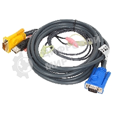 Кабель ATEN KVM Cable 2L-5303U Кабель для KVM: USB(Am)+DB15(m)+2*Audio (PC) -на- SPHD15(m)+2*Audio (KVM), 3м