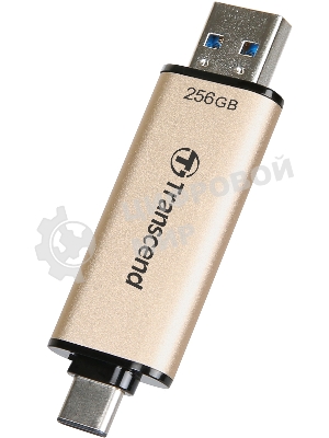 Флешка USB Transcend JETFLASH 930C (TS256GJF930C), 256Mb, USB 3.2 Type-C/Type-A, R/W 420/400, золотистый/черный
