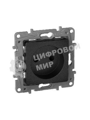 Розетка 2К на винтах, защ. шт., антрацит ETIKA