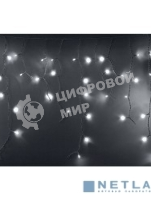 Гирлянда Neon-night Айсикл (бахрома) светодиодный, 2,4 х 0,6 м, белый провод, 230 В, диоды белые, 76 LED