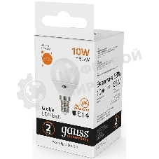 Лампа светодиодная Gauss Elementary 10Вт цок.: E14 шар 220B 3000K св. свеч. бел. теп. (упак.: 10 шт)