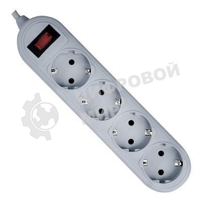 Сетевой фильтр Defender ES Lite, 1.8 м, 4 розетки, серый
