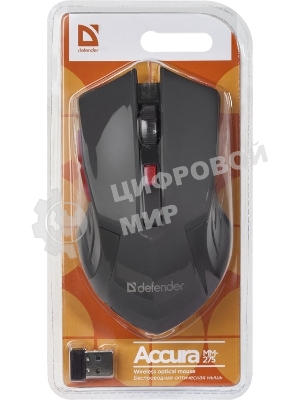 Мышь беспроводная Defender Accura MM-275 красный, 1600 dpi, радиоканал, USB, кнопки - 6