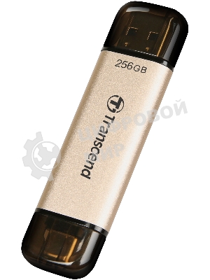 Флешка USB Transcend JETFLASH 930C (TS256GJF930C), 256Mb, USB 3.2 Type-C/Type-A, R/W 420/400, золотистый/черный