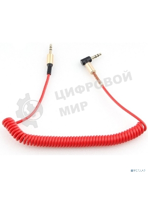 Кабель Cablexpert аудио 90˚ спиральный CCAB-02-35MMLC-1.8MR. 3.5 Jack (M)/3.5 Jack (M), красный, 1.8м, блистер