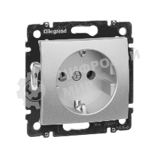 Розетка электрическая Legrand 770120 Valena с заземлением (алюминий)