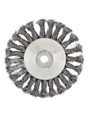 Щетка для УШМ Сибртех 125 мм, М14, Тарелка, крученая проволока 0,5 мм