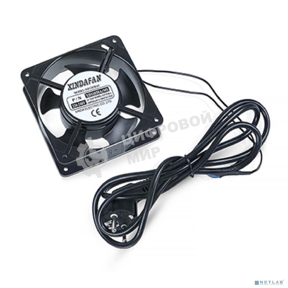 Вентиляторный модуль Cabeus, 220V, 1U, 38х120х120 мм (ВхШхГ), вентиляторов: 1, поток: 150 м3/ч, для настенных шкафов серии SH-05F, черный