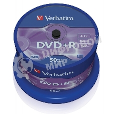Диск DVD+R Verbatim 4.7Gb 16x Cake Box (50шт) (43550)