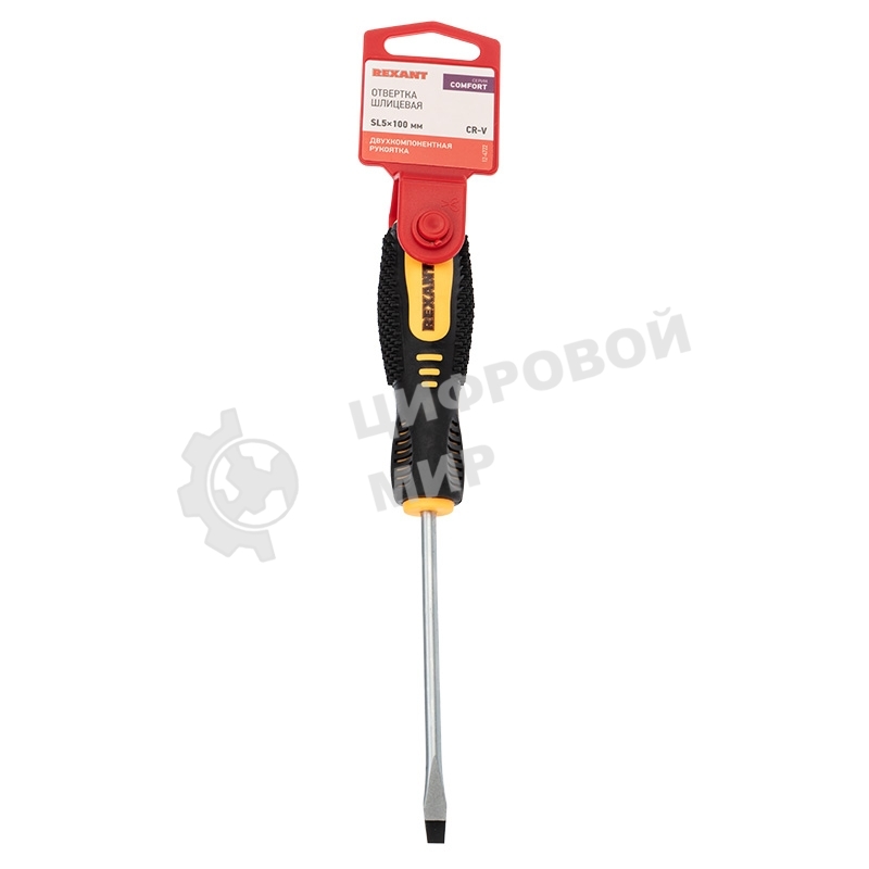 Отвертка шлицевая Rexant SL 5х100 мм, двухкомпонентная рукоятка
