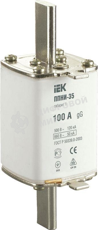 Вставка плавкая ППНИ-35 100А габарит 1 IEK DPP30-100