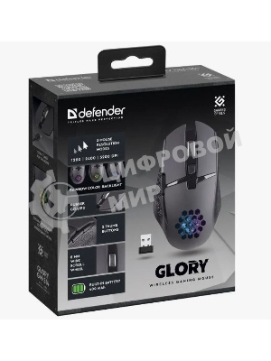 Мышь беспроводная Defender Glory GM-514 черный, 3200 dpi, радиоканал, USB, кнопки - 7