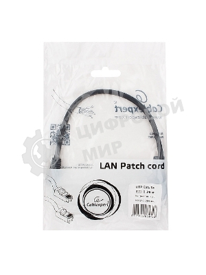 Патч-корд UTP Cablexpert cat.5e 0.25м, литой, многожильный, черный