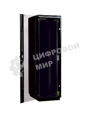 Шкаф телекоммуникационный напольный 42U (600x600) дверь стекло, черный (ШТК-М-42.6.6-1ААА-9005) (3 коробки)