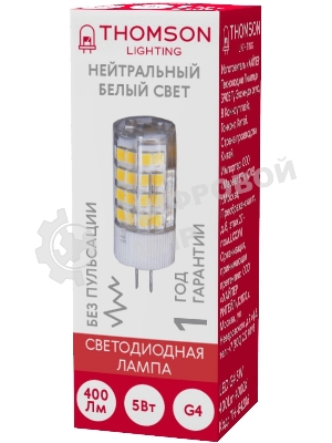 Лампа светодиодная Thomson TH-B4206 5Вт цок.:G4 капсул. 220B 4000K св.свеч.бел.нейт. (упак.:1шт)