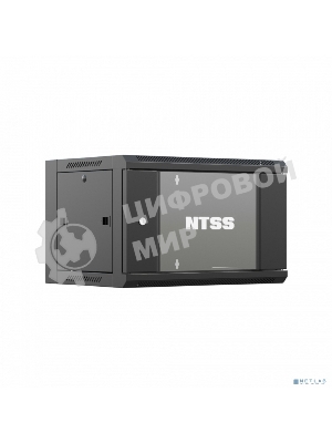 Шкаф коммутационный NTSS (NTSS-W9U6060GS-BL) настенный 9U 570x600мм пер.дв.стекл 60кг черный 22кг