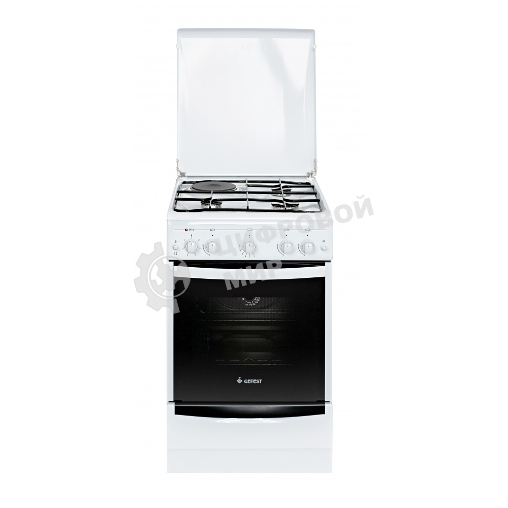 Плита комбинированная Gefest 5110-01 белый, конфорок 3 газовых и 1 электрическая, духовка газовая 52 л, 50 см x 85 см x 58.5 см