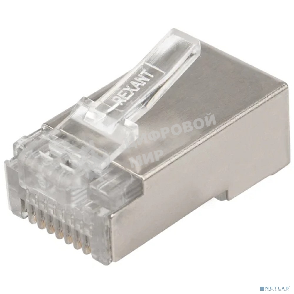 Разъем сетевой Rexant LAN на кабель, штекер 8Р8С (RJ-45), под обжим, в экране, 10шт.