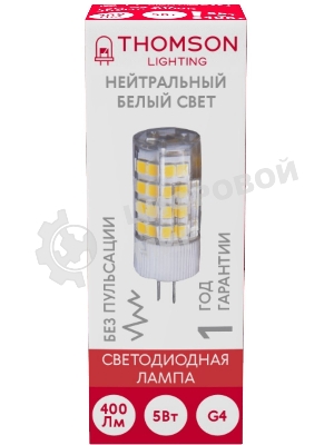 Лампа светодиодная Thomson TH-B4206 5Вт цок.:G4 капсул. 220B 4000K св.свеч.бел.нейт. (упак.:1шт)