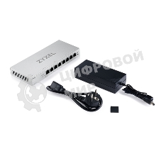 Коммутатор ZYXEL Web-managed Gigabit PoE Switch Zyxel GS1200-8HPv3, 8xRJ-45: 1G (4xPoE+), 68W PoE budget, desktop, fanless