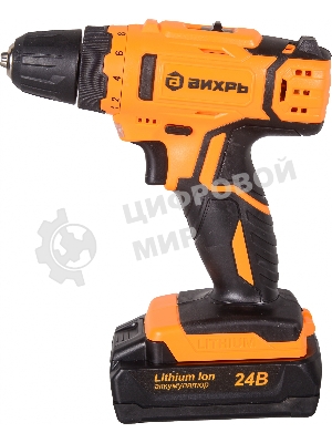 Дрель-шуруповерт Вихрь ДА-24Л-2к, 24 В, 2 Ач, 40 Нм, щеточный