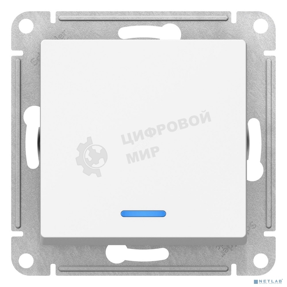 Механизм переключателя проходного 1-кл. СП AtlasDesign 10А IP20 (сх. 6а) 10AX с подсветкой бел.