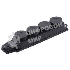 Розетка (колодка) 4-м Омега РБ34-1-0м с защ. крышкой IP44 каучук IEK PKR64-016-2-K02