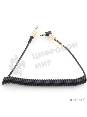 Кабель Cablexpert аудио 90˚ спиральный CCAB-02-35MMLC-1.8MB. 3.5 Jack (M)/3.5 Jack (M), черный, 1.8м, блистер