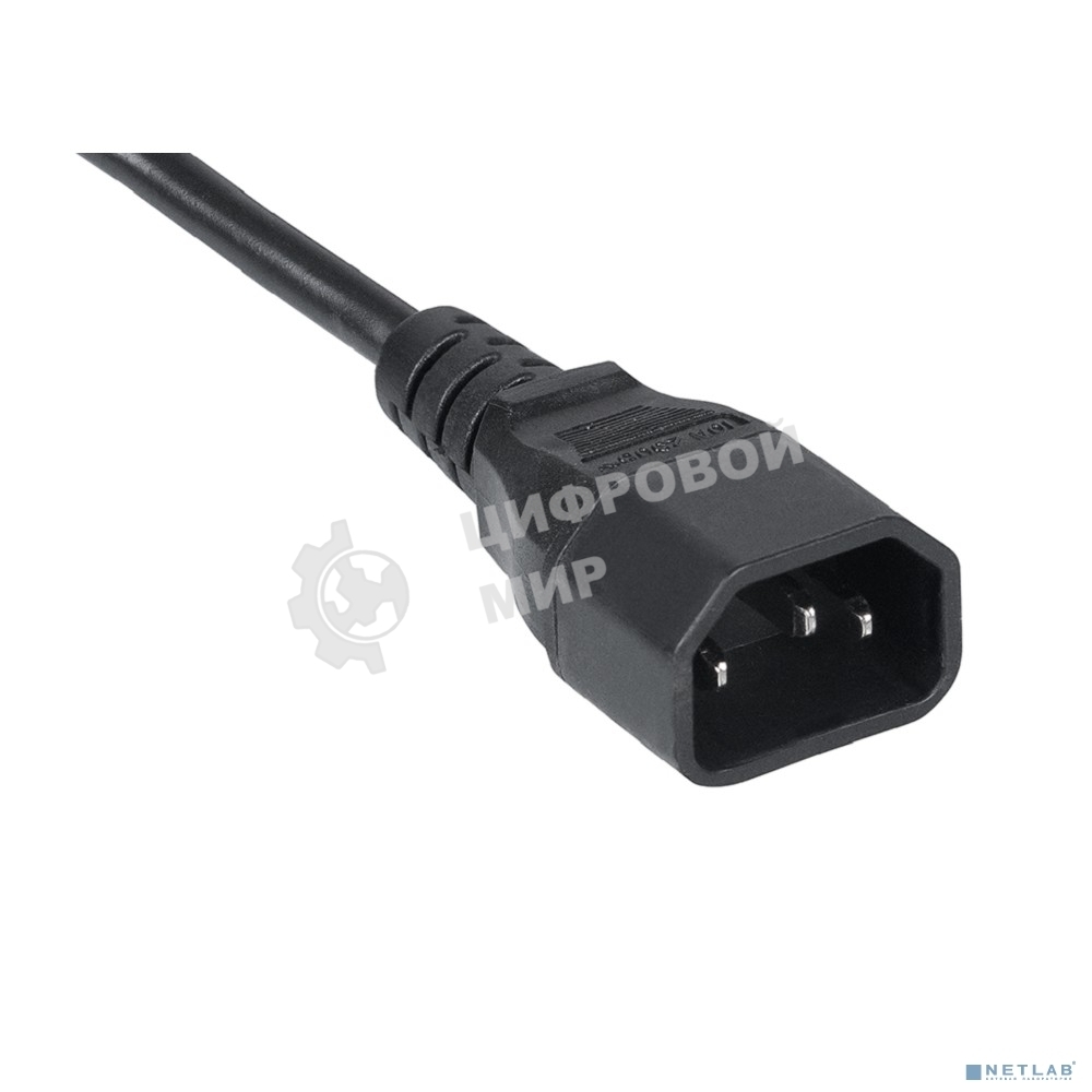 Шнур для блока питания Cabeus, IEC 320 C13, вилка IEC 60320 С14, 1.8 м, 10А, количество проводов и сечении 3x0,75 мм2, цвет: черный