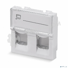 Вставка Rexant Mosaic 45x45, на 2 порта с прозрачной шторкой и увеличенным окном маркировки, белая