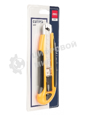 Нож канцелярский Deli E2091 шир.лез.18мм выдвижное лезвие фиксатор усиленный сталь желтый блистер