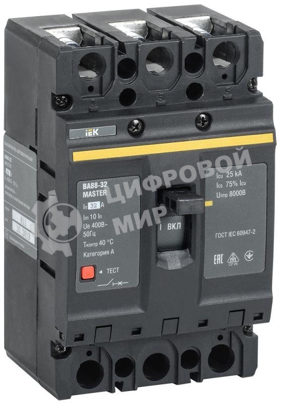 Выключатель автоматический 3п 32А 25кА ВА88-32 MASTER IEK SVA10-3-0032-02