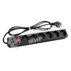 Удлинитель с сетевым фильтром 6х5 м с заземл. 10А IP20 защ. шторки ПВС 3х0.75 черный UNIVersal 967U-4005