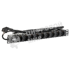 Блок розеток 9 розеток ITK PH22-9D1 PDU нем. ст, 1U, шнур 2м вилка нем. ст ал.проф