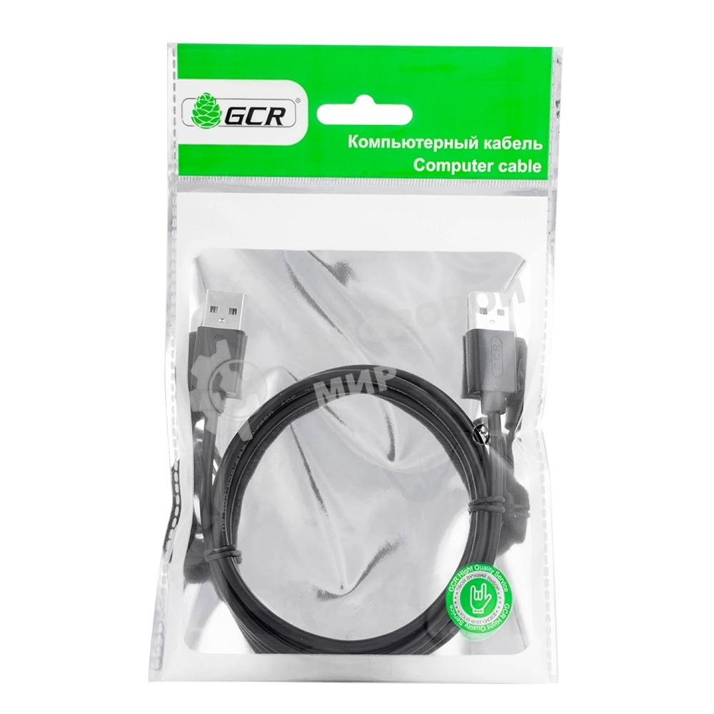 Кабель Greenconnect интерфейсный USB 2.0 1m AM/AM, AWG 28/28 Premium, двойное экранирование, антифриз, черный