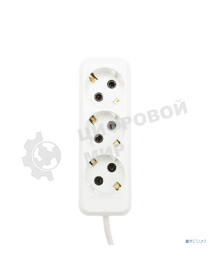 Удлинитель Rexant 3 гнезда, 3 м, 3х1.0 мм², с/з, белый (Сделано в России)