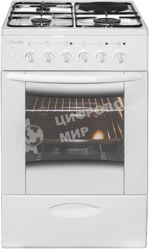 Комбинированная плита Лысьва ЭГ 1/3г01 МС-2у бел,стек крышк 