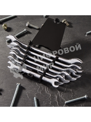 Набор ключей рожковых Rexant (8-19 мм), 6 шт., CrV, зеркальное хромирование