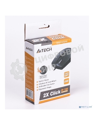 Мышь проводная A4Tech OP-730D черный, 1200 dpi, USB, кнопки - 4