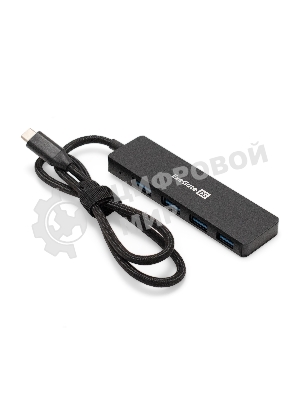 USB-концентратор 4-в-1 ExeGate DUB-4C/3 (кабель-адаптер USB Type C --> 4xUSB3.0, Plug&Play, черный)